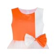 thumbnail image 4 of Girls Dress Bow Tie Orange White Color Contrast Sundress 10, 4 of 7