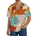 thumbnail image 3 of Easygdp Fall Maple Leaves Men's Casual Short-sleeved Shirt with Pocket and Button Suitable for Beach Vacation Leisure - Large, 3 of 7