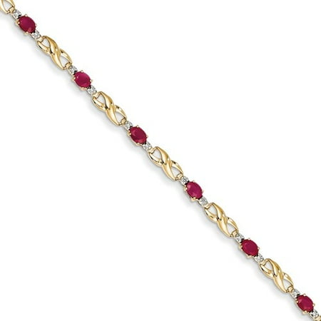 14k Yellow Gold Diamond and African Ruby Oval Bracelet. Gem Wt- 2.2ct