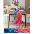 thumbnail image 3 of Orange Blue Pink Moire Table Runner 72 Inches, Contemporary Water Ripple Bed Runner Dresser Scarves Tabletop for Indoor Outdoor Parties/Ceremony/Banquet, 14" x 72", 3 of 8