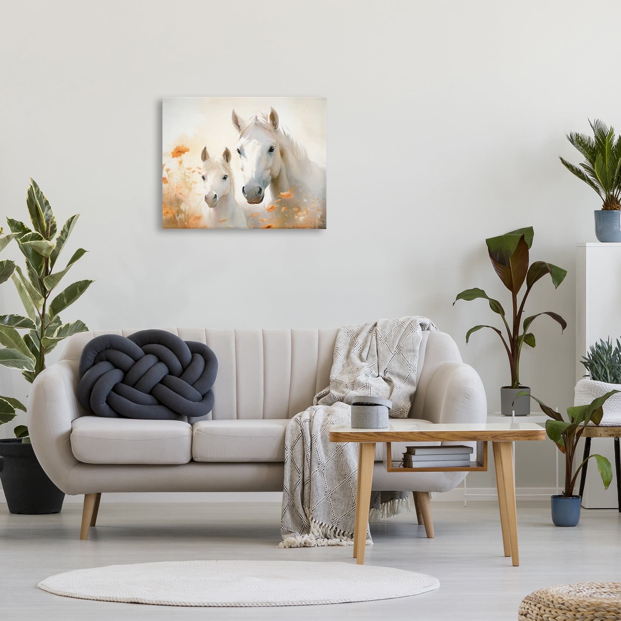 Stupell Industries Horse & Foal with Flowers Animals & Insects Painting Gallery Wrapped Canvas Art Print Wall Art, 30 x 24