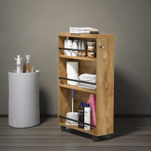 Slim Rolling Storage Cart - 6.3" Width, 3-Tier Shelves with Lockable Casters, 25lbs/Shelf Capacity - for Narrow Spaces in Kitchen, Laundry & Bathroom