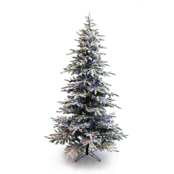 Perfect Holiday 5 Ft Prelit Flocked Norway Spruce Christmas Tree - Multifunction