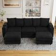 thumbnail image 2 of Wiilayok 110" Oversized U-Shaped Cloud Couch Sectional with Modular Design for Living Room: Comfy Corduroy, Ottoman, USB Port, Cup Holder, Armrest Storage, Side Pocket, Black, 2 of 9