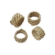My Texas House Jute Natural Woven Napkin Rings, Set of 4 Pieces