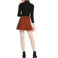 thumbnail image 3 of MODA NOVA Juniors Faux Suede Button Front A-Line Mini Skirt, 3 of 6