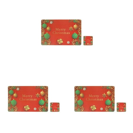 

WOXINDA Merry Christmas Placemats And 6 Cup Mats Set Non Slip Heat Waterproof Washable Christmas Placemats For Kitchen Table Home Holiday Decor Chargers for Dinner *3PCS