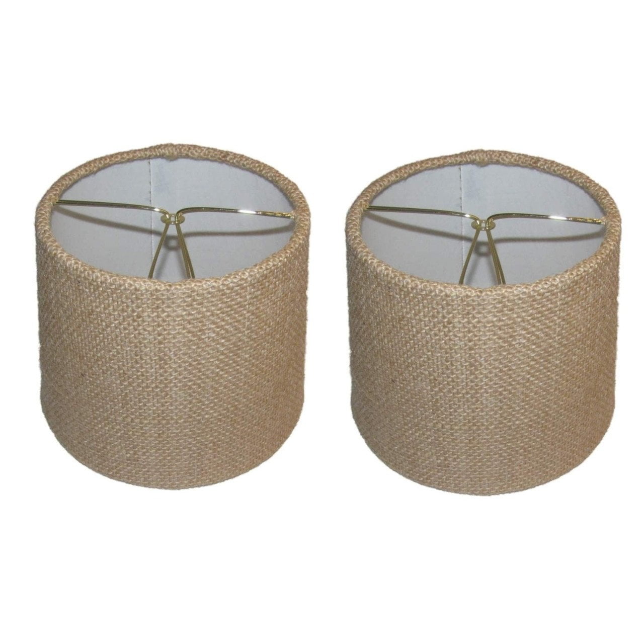 Beige Burlap 6 Inch European Drum Style Chandelier Lamp Shades (Set of