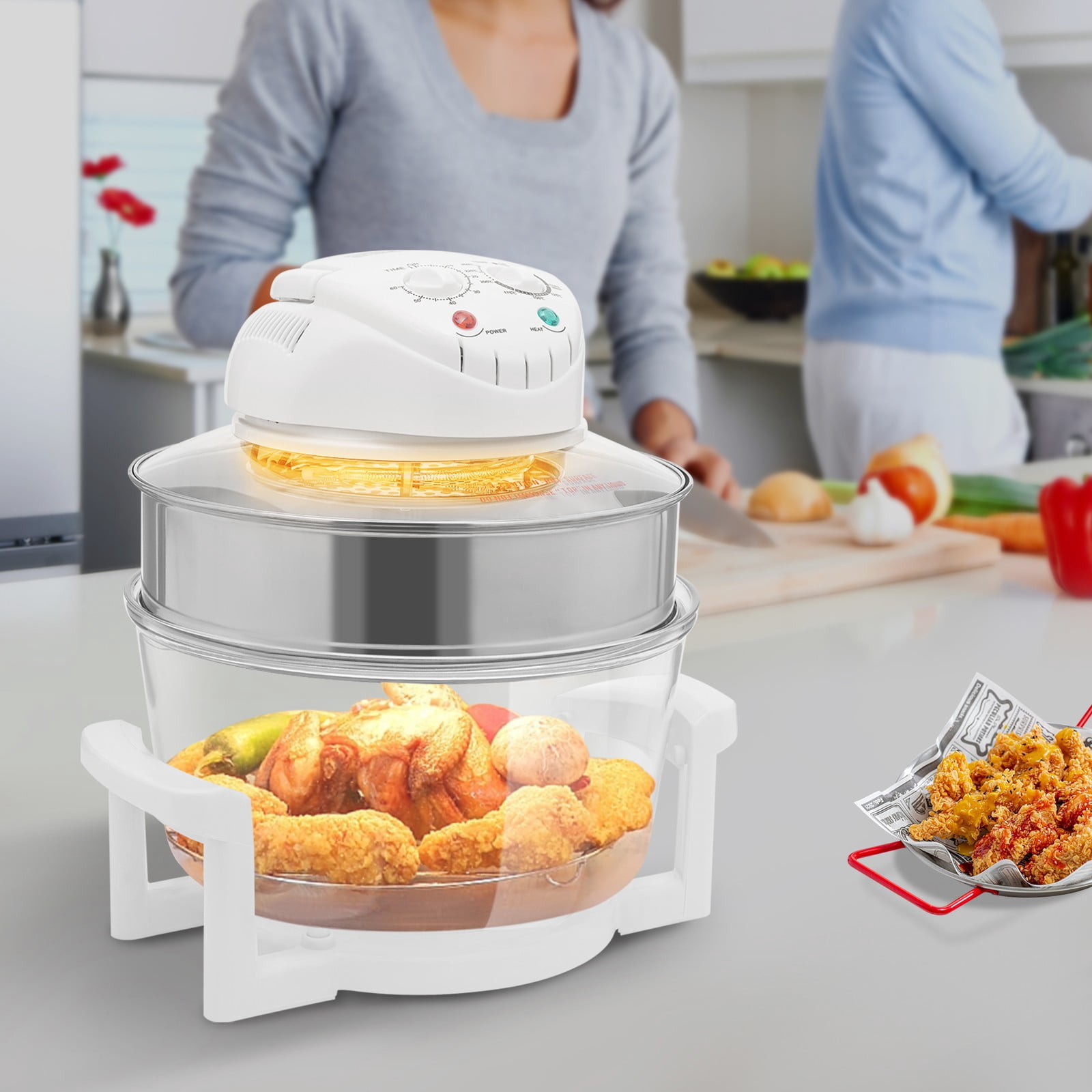 Airy Fryer, Glass Air Fryer, 360° Viewable Airy Fryer with Expansion Ring 17L