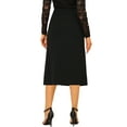 thumbnail image 3 of INSPIRE CHIC Women's Side Slit Party Solid Color A Line Elastic Waist Pencil Skirt Black L, 3 of 6