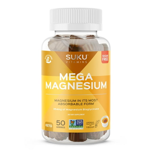 SUKU Vitamins, Mega Magnesium Gummies, Créme Brulée Flavour, 50 Count