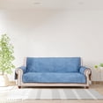 thumbnail image 2 of Antislip Velvet Sofa Slipcover for Oversized Leather Sofas (Blue), 2 of 6
