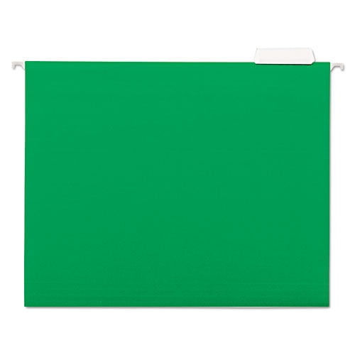 Universal UNV14117EE Deluxe Bright Color 1/5-Cut Tab Letter Size Hanging File Folders - Bright Green (25/Box)