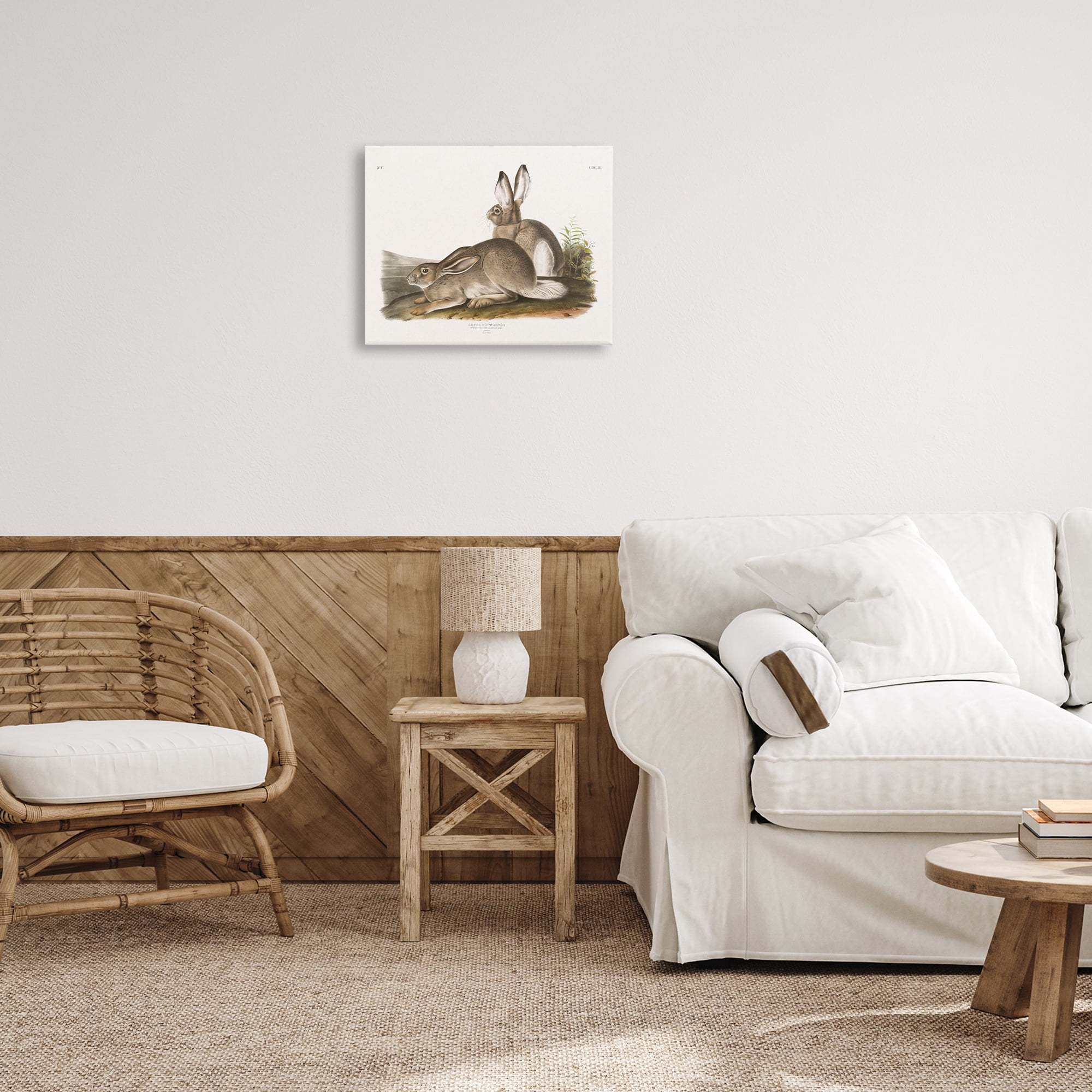 Stupell Industries Traditional Cottage Hare Animals & Insects Painting Gallery Wrapped Canvas Art Print Wall Art, 20 x 16