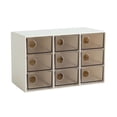 thumbnail image 2 of Caja De Almacenamiento De Joyería De Plástico Mini pequeña De Desechos pequeña sala De Clasificación De Cajones De Celosía Brown 9 Grid perfecl Organizador de escritorio, 2 of 7