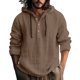 thumbnail image 1 of Autumn And Winter Men's Solid Long Sleeve Cotton Hemp Sweater Casual Hooded Sweater M, 1 of 5