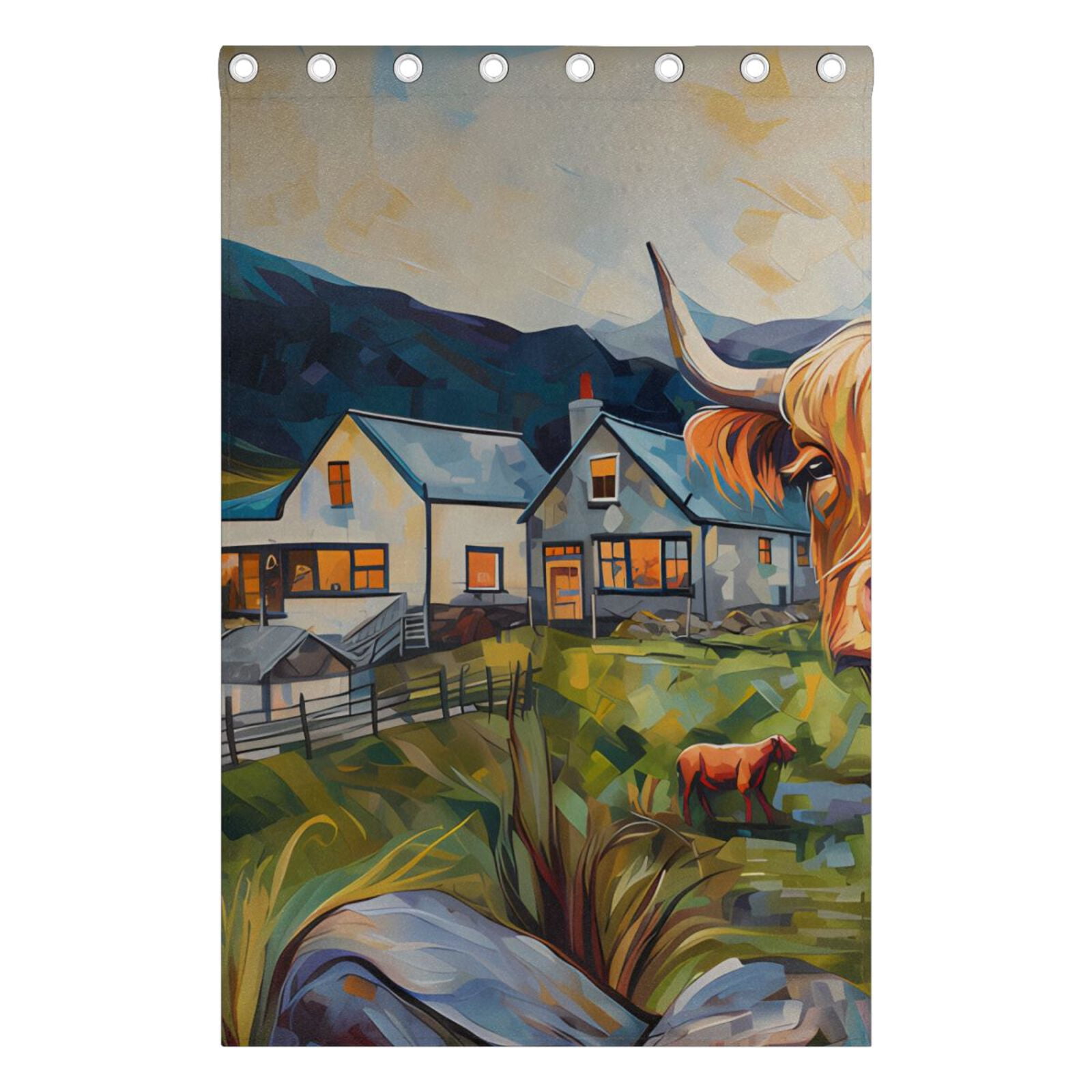 Cow Stone Grass Houses Black Out Curtains 72 Inch Length Curtains for Sliding Glass Doors Bedroom Living Room 2 Pack