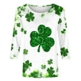 thumbnail image 5 of HOMBOM Womens St.Patricks Day Shirts Irish Graphic Tees Casual Crewneck Army Green 3/4 Sleeve Shamrock Print Tshirts for Ladies Spring, 5 of 5