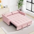 thumbnail image 4 of Bellemave Sleeper Sofa Bed 3-in-1 Convertible Couch with Pullout Bed, Futon 2-Seater Loveseat with Toss Pillows and Storage Pockets, 3 Level Adjustable Backrest Sofa for Living Room （Pink ）, 4 of 8