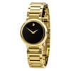 Movado 606420 Women's Concerto Black Dial Yellow Gold Plated Steel Bracelet Watch