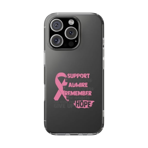 DistinctInk Clear Hybrid Case for Apple iPhone 16 Pro (6.3" Screen) - Support Admire Remember - Slim Profile Design
