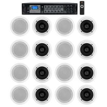 Rockville Commercial Amp 16) 5.25" 2-Way White Ceiling Speakers 4 Hotel/Office