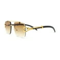 thumbnail image 3 of Rimless Luxury Jaguar Jewel Arm Rectangle Hustler Gangster Sunglasses Gold - Brown, 3 of 4