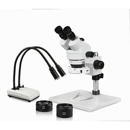 Vision Scientific Binocular Zoom Stereo Microscope  10x WF Eyepiece  0.7x4.5x Zoom  3.5x90x Magnification  0.5x & 2x Aux Lens  Pillar Stand with Large Base  LED Gooseneck Dual Light with Control price history on PriceWatchPro