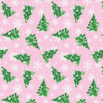 Christmas Trees and White Snowflakes On Pink Background Tissue Paper - 20in. X 30in. Sized Sheets - 12 Sheets (p152412) - Holiday Gift Wrap, Christmas Tissue Paper