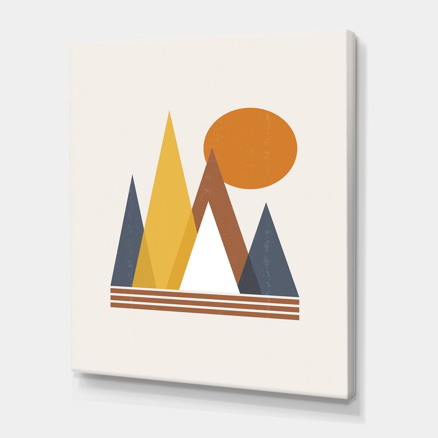 Designart Mountain Abstract and Sun Canvas Wall Art
