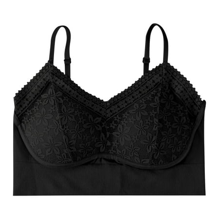 OJSFQUFP Bras for Back Black Women Sexy Full Lace Flower Seamless Underwear Backless Tank Waist Coat Bra Wrapped Bust Sexy Lingerie One Size