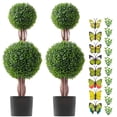 thumbnail image 3 of 2 Pack 3' Artificial Boxwood Topiary Tree Faux Plant UV Decor In/Outdoor, 3 of 6