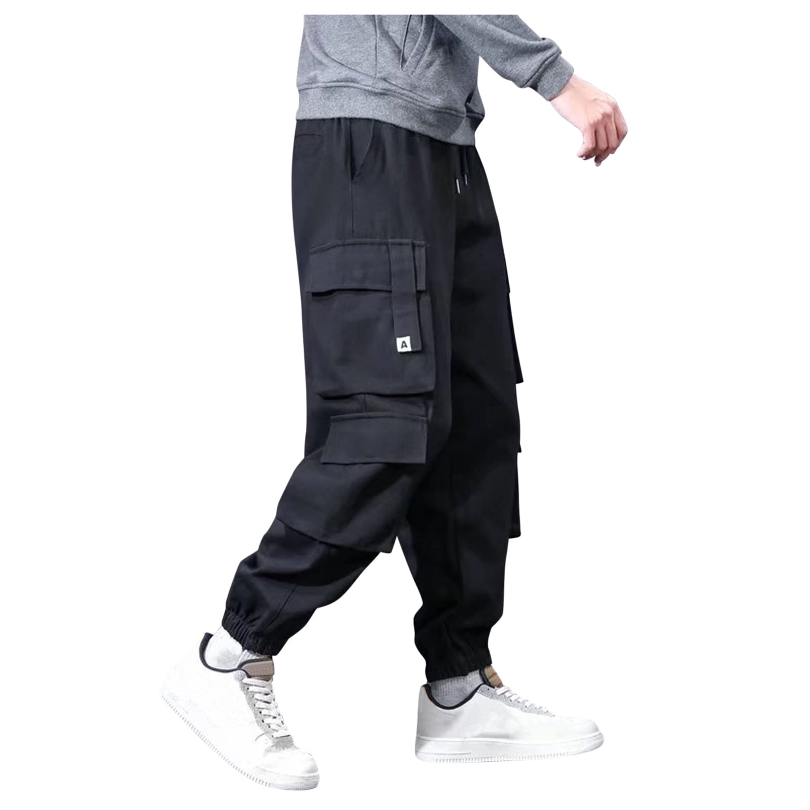 MRULIC jeans for men Men's Harlem Wool Cargo Pants Trousers Loose
