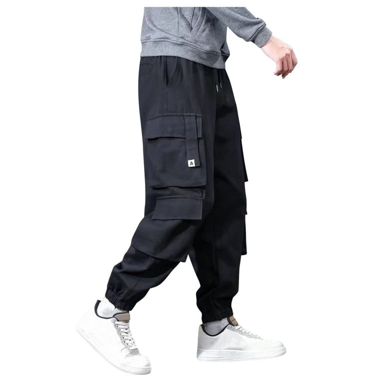 MRULIC jeans for men Men's Harlem Wool Cargo Pants Trousers Loose
