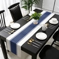 thumbnail image 3 of Blue Solid Color Texture Table Runner 72 Inches Long, Simple Blue Pattern Kitchen Coffee Dining Table Decoration for Home Party Birthday Wedding Home Decor 13x72 Inches, 3 of 8