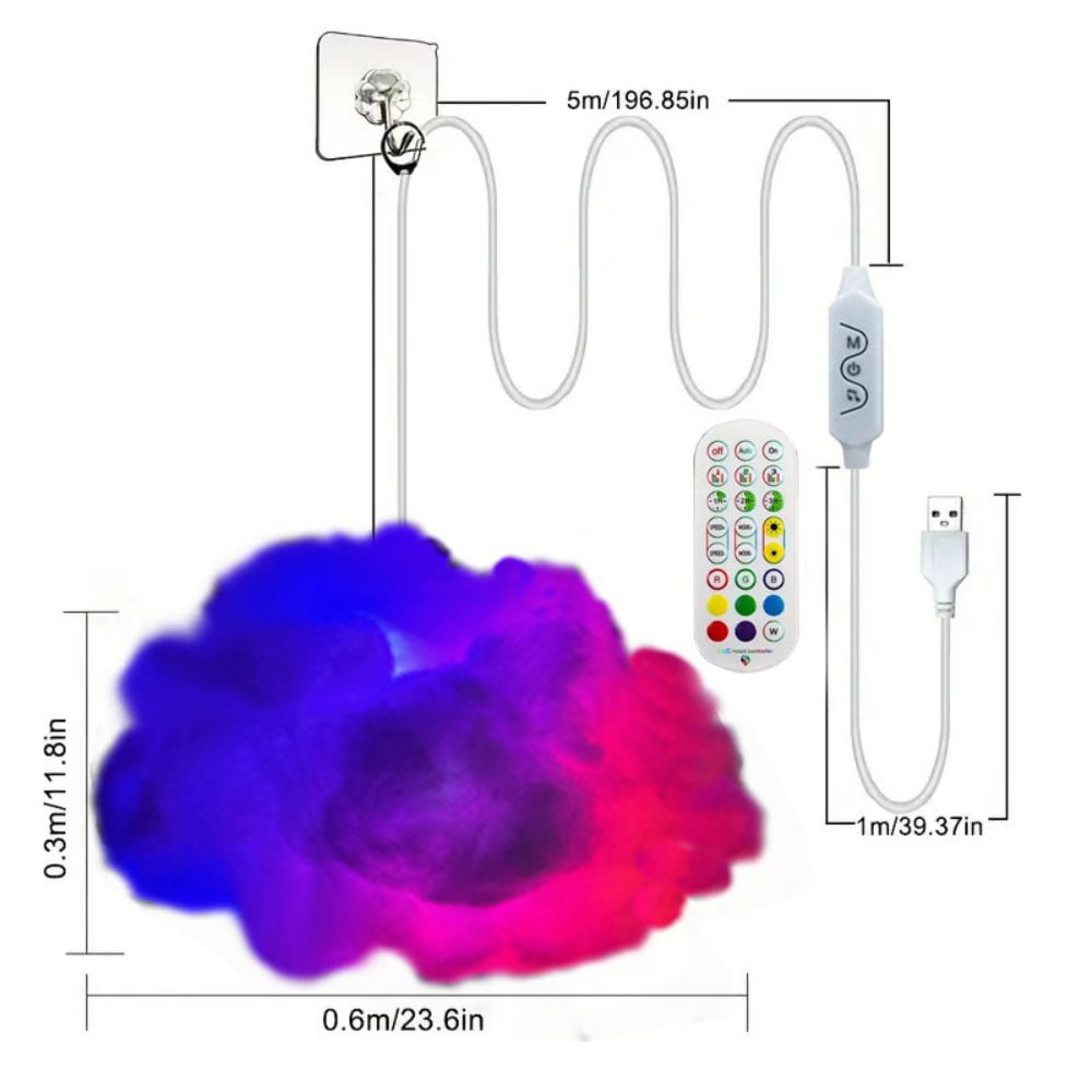 VIVIHEYDAY RGB Cloud Lightning Light, USB Floating Ceiling Lights, App Remote Control Music Sync