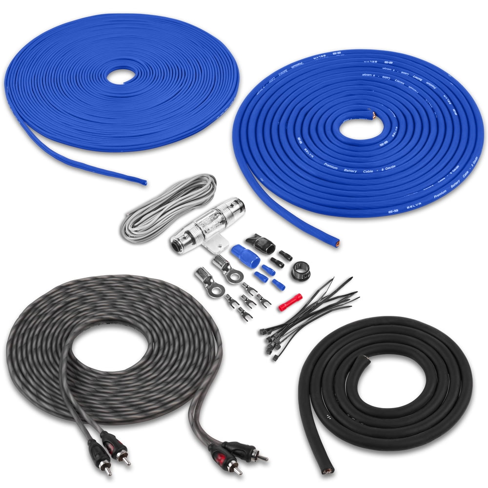 Belva BXA5002 Amplifier + Belva BAK82 8 Gauge Amp Kit 250W Class AB 2-Channel Amplifier Package