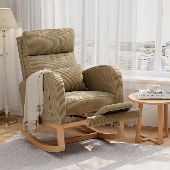 Yeshouse Mecedora, silla de guardería con almohada, sillón mecedor decorativo para sala de estar, dormitorio, sala de lactancia