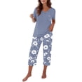 thumbnail image 2 of LIZUOJUN Pajamas for Women Set Short Sleeve Capri Pants Sleepwear 2 Piece Lounge Set Soft Comfy Breathable Pjs Loungewear Sleepwear Set - L, 2 of 7