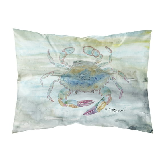 Female Blue Crab Watercolor Fabric Standard Pillowcase