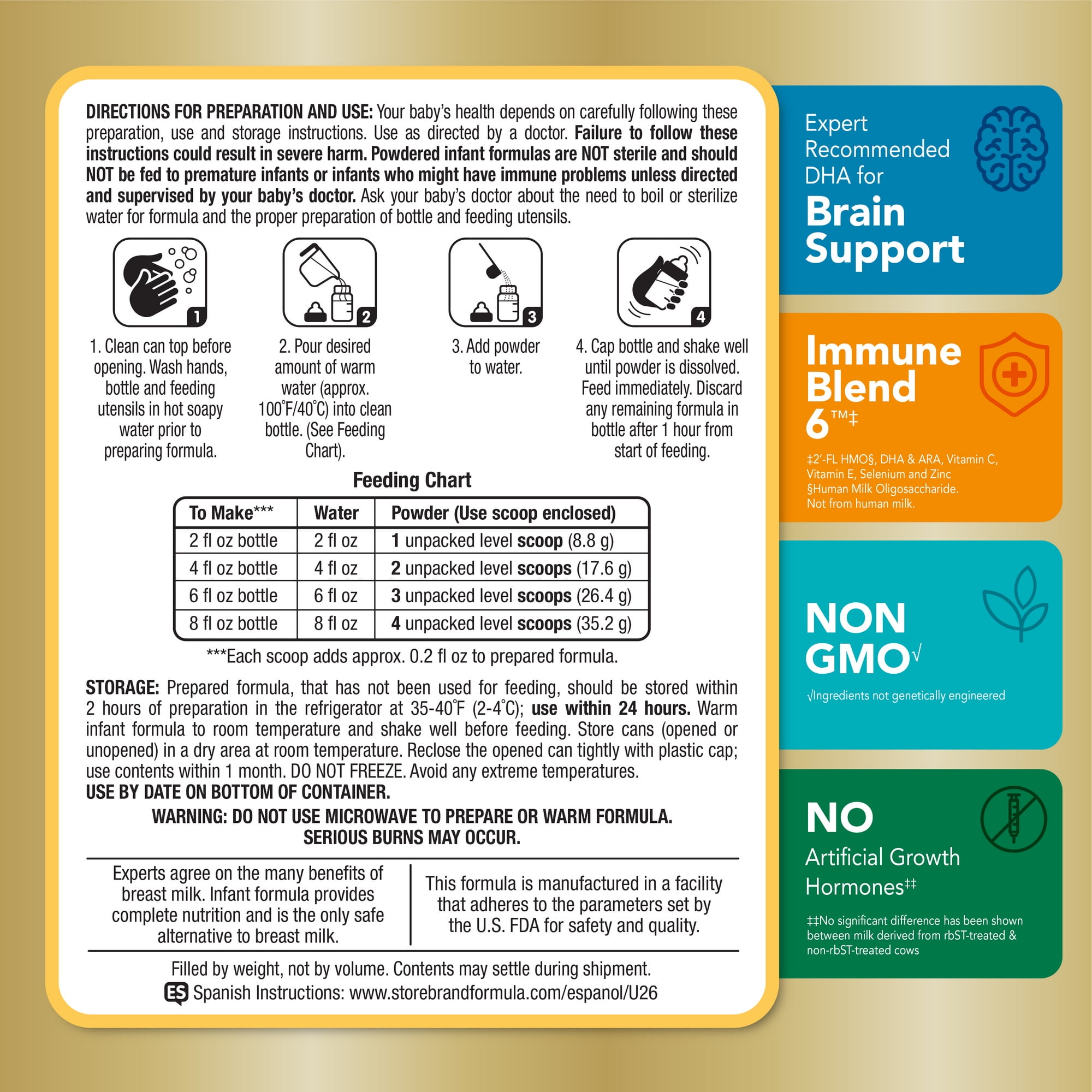 Parent's Choice Infant Premium Baby Formula Milk-Based Powder with Iron, Easy to Digest, Inspired by Breast Milk, HMO Immune Support, DHA, Non-GMO, 36 oz