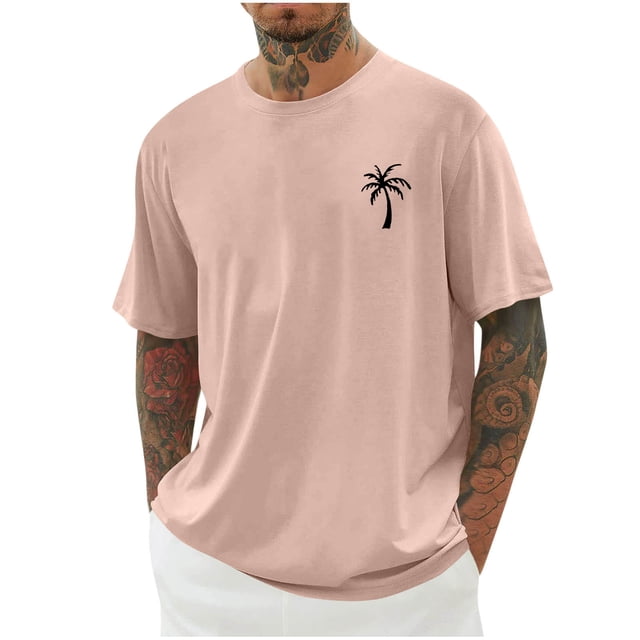 T-shirts pour Hommes Imprimés Palmier Graphiques T-Shirts Décontractés Été Plage Hawaïenne Manches Courtes Col Rond