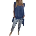 thumbnail image 3 of Nmmued Linen Sets for Women 2 Piece, Pants Sets Women 2 Piece Outfits, Asymmetrical Tops for Women, Stretchy Pants for Women, Gauze Sets for Women 2 Piece, Blue S, 3 of 8