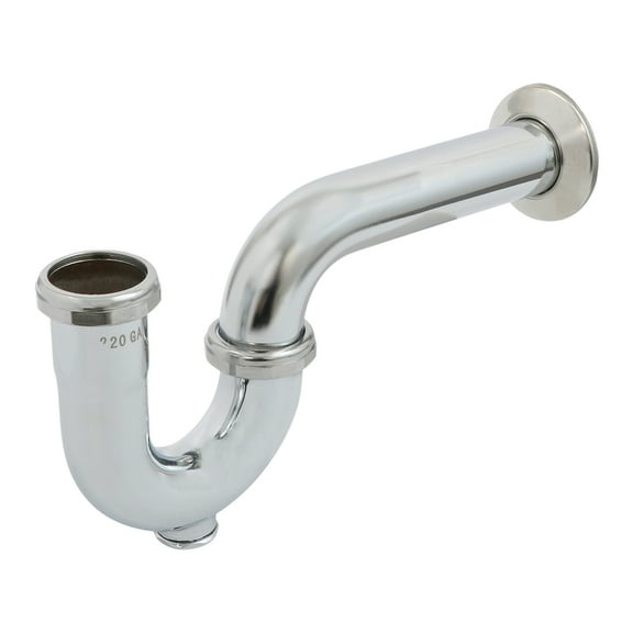 Brass P-Trap 1-1/4" Sink Waste Trap w/ Flange and Cleanout 17-Gauge for Bathroom Sink, Chrome