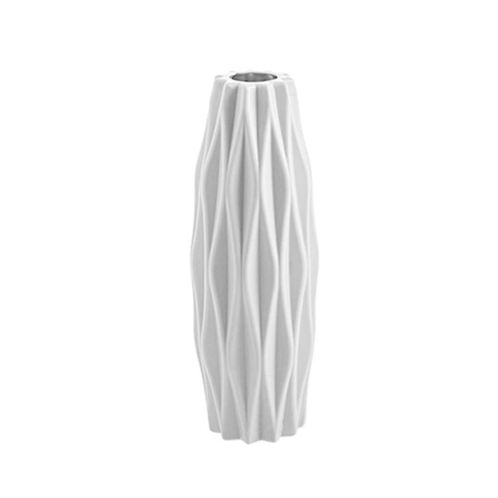 Plastic Vase Desktop Nordic PE Small Flower Bottle Decoration for Living Room Office Hotel, Rhombus, White