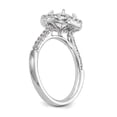 thumbnail image 6 of Solid 14k White Gold Ascher Halo Diamond Side-Stones with CZ Cubic Zirconia Center Stone Engagement Ring Size 9, 6 of 8