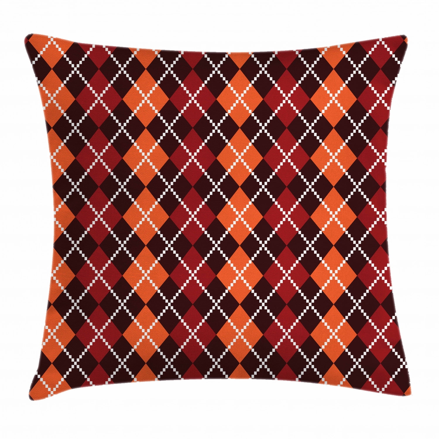 Red and Brown Throw Pillow Cushion Cover, Autumn Colors Retro Style