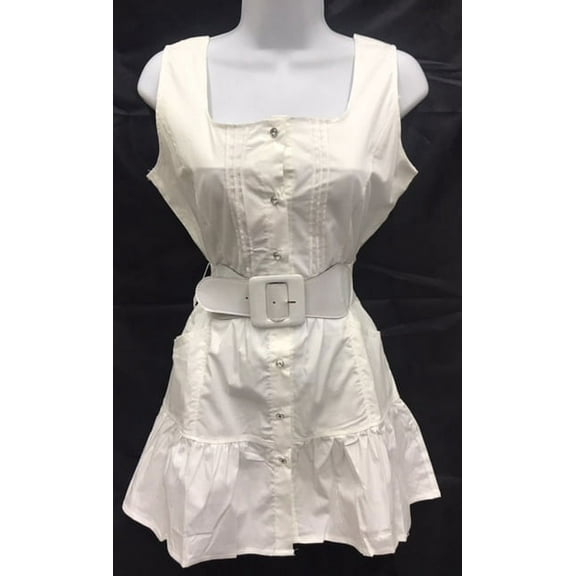 MiaMia ,Sleeveless Shirt , RhineStone Buttons,Matching Belt