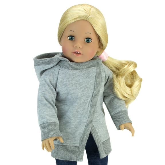 Sophia's 18" Doll Asymmetrical Hooded Tunic Sweatshirt, Gray
