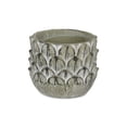 thumbnail image 2 of Contemporary Home Living 5.25" Gray Round Overlapping Feather Embossed Outdoor Planter Pot, 2 of 3
